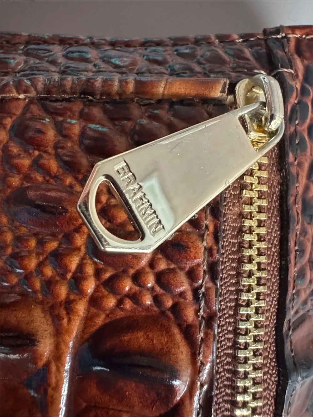Brahmin Ady Wallet - Melbourne Brown Croc-Embossed Leather Continental Wallet